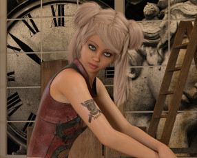 Картинка 3д+графика люди+ people взгляд фон девушка