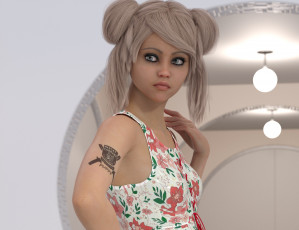 Картинка 3д+графика люди+ people фон взгляд девушка