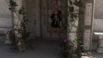 обоя 3д графика, эльфы , elves, эльфийка, взгляд, фон