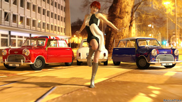 Картинка 3д+графика люди-авто мото+ people-+car+ +moto взгляд девушка фон