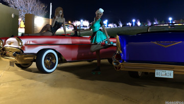 Картинка 3д+графика люди-авто мото+ people-+car+ +moto девушки взгляд фон