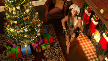 Картинка 3д+графика праздники+ holidays фон взгляд девушка