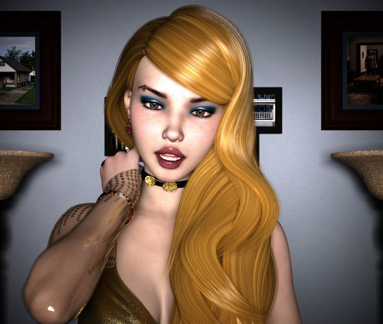 Обои картинки фото 3д графика, люди , people, девушка, взгляд, фон