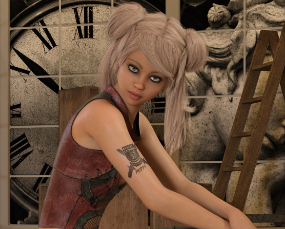 Обои картинки фото 3д графика, люди , people, взгляд, фон, девушка