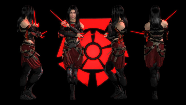 Обои картинки фото 3д графика, фантазия , fantasy, девушки, фон, взгляд