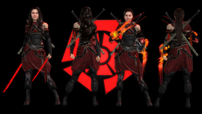 Обои картинки фото 3д графика, фантазия , fantasy, фон, взгляд, девушки