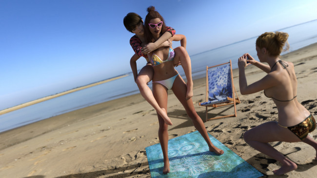 Обои картинки фото 3д графика, люди , people, фон, взгляд, девушки