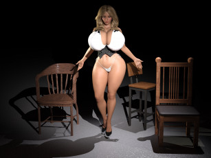 Картинка 3д+графика люди+ people девушка взгляд фон грудь