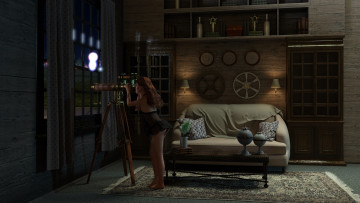 Картинка 3д+графика люди+ people девушка взгляд фон