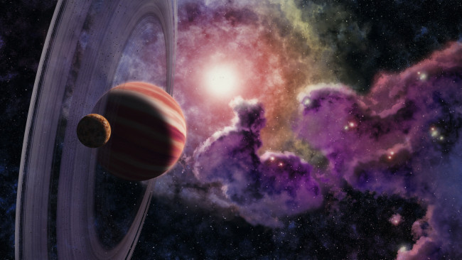 Обои картинки фото космос, арт, звезды, вселенная, галактика, планеты