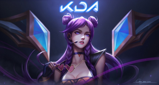 Обои картинки фото видео игры, league of legends, kda, костюм, очки, kaisa
