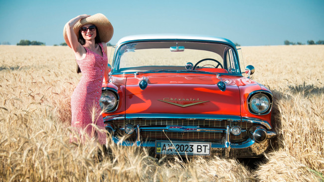 Обои картинки фото автомобили, -авто с девушками, chevrolet, bel, air