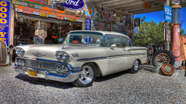 Обои картинки фото автомобили, chevrolet, 1958, bel, air