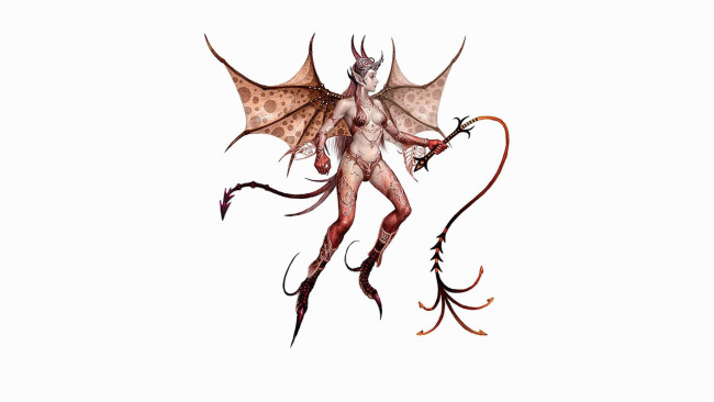 Обои картинки фото фэнтези, демоны, демонесса, плеть