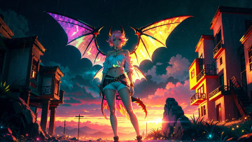 Картинка аниме ангелы +демоны нейросети графика нейроарт ai art нейронные сети рисунки нейро искусство