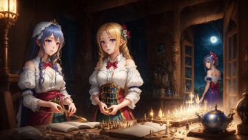 Картинка аниме магия +колдовство +halloween нейросети графика нейроарт ai art нейронные сети рисунки нейро искусство