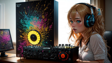 Картинка аниме музыка нейросети графика нейроарт ai art нейронные сети рисунки нейро искусство