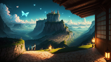 Картинка аниме пейзажи +природа нейросети графика нейроарт ai art нейронные сети рисунки нейро искусство