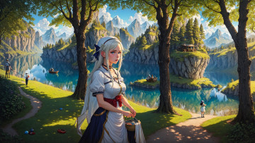 Картинка аниме пейзажи +природа нейросети графика нейроарт ai art нейронные сети рисунки нейро искусство