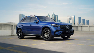 Картинка mercedes-benz+glc+2023 автомобили mercedes-benz mercedes benz glc джип крыша город синий