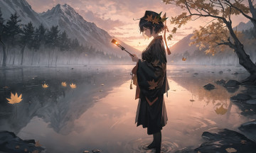 Картинка аниме пейзажи +природа нейросети графика нейроарт ai art нейронные сети рисунки нейро искусство