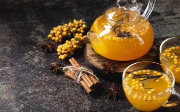 обоя еда, напитки, корица, бадьян, напиток, ягоды, облепиха