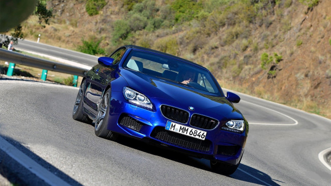 Обои картинки фото bmw m6 convertible 2012, автомобили, bmw, синий, дорога, повороты