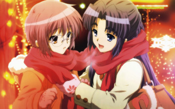 обоя аниме, the, melancholy, of, haruhi, suzumiya, шарф, девушки