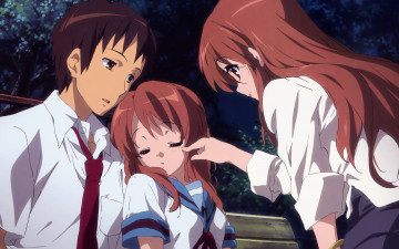 Картинка аниме the melancholy of haruhi suzumiya девушки парень