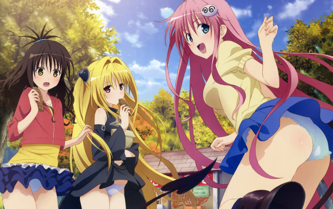 Обои картинки фото аниме, to, love, ru, девушки