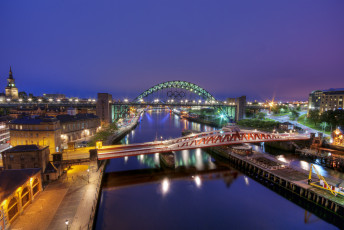 Картинка gateshead england города мосты англия река ночной город