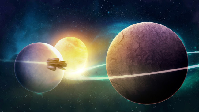 Обои картинки фото космос, арт, планеты