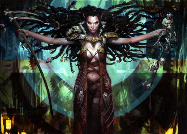 Обои картинки фото фэнтези, маги, эльфийка, колдунья, шаманка, коса