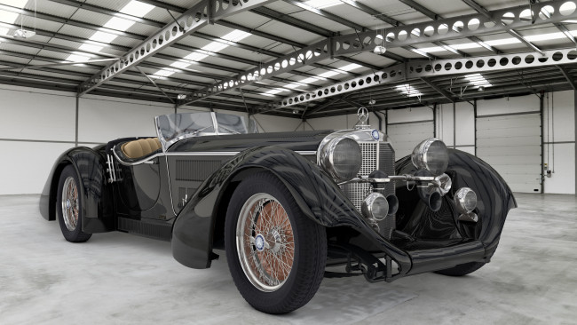Обои картинки фото автомобили, 3д, mercedes, 1930, ss