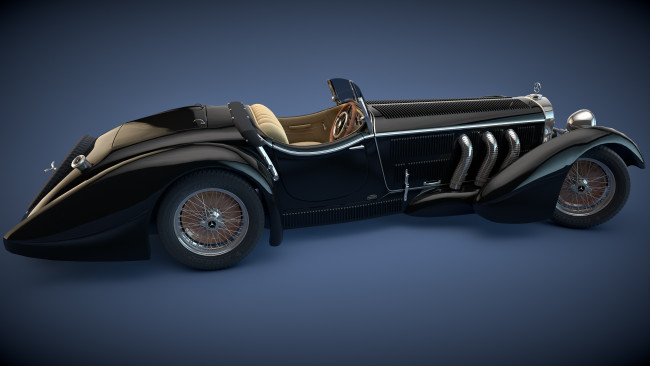 Обои картинки фото автомобили, 3д, ss, mercedes, 1930