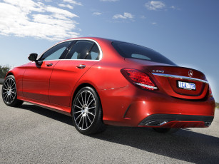 Картинка автомобили mercedes-benz c 250 amg line au-spec w205 2014г красный