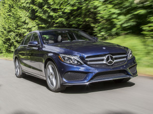 Картинка автомобили mercedes-benz c 400 4matic 2015г w205 синий us-spec line amg