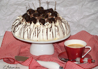 Картинка еда торты безе вишня кофе