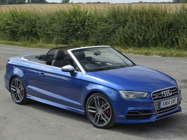 Обои картинки фото автомобили, audi, 2014г, 8v, uk-spec, s3, cabriolet, синий
