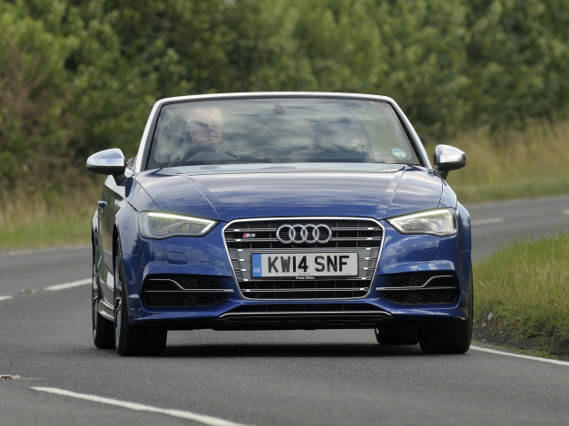 Обои картинки фото автомобили, audi, 8v, uk-spec, 2014г, синий, cabriolet, s3