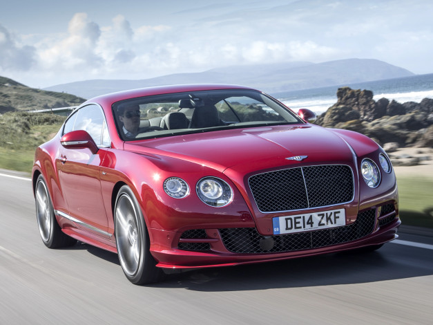 Обои картинки фото автомобили, bentley, gt, speed, 2014г, красный, uk-spec, continental