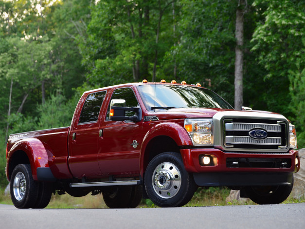 Обои картинки фото автомобили, ford, crew, cab, красный, f-450, super, platinum, duty