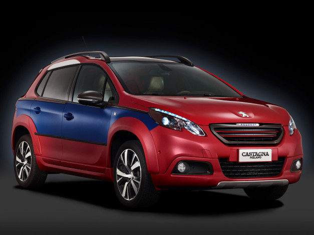 Обои картинки фото автомобили, peugeot, красный, 2014г, castagna, 2008