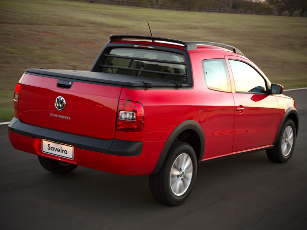 Обои картинки фото автомобили, volkswagen, trendline, cd, 2014г, красный, saveiro