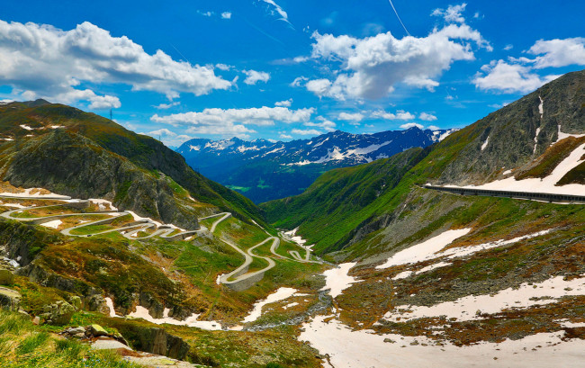 Обои картинки фото природа, дороги, горы, распадок, серпантин