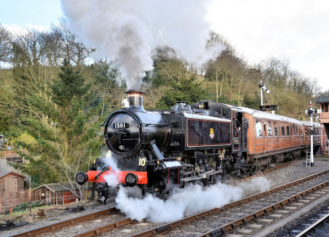 Обои картинки фото техника, паровозы, паровоз, рельсы, дорога, железная