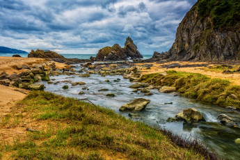 Картинка природа побережье река скалы океан