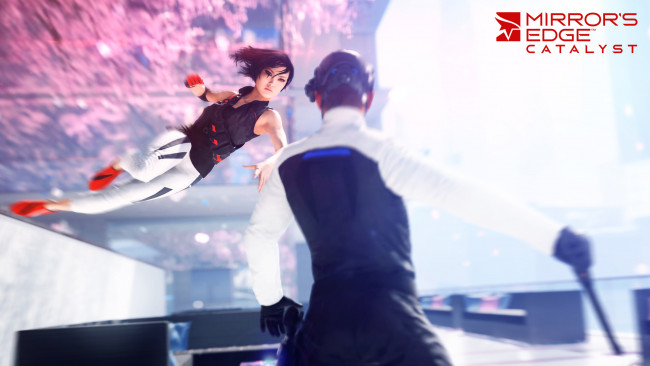 Обои картинки фото mirror`s edge,  catalyst, видео игры, mirror`s edge catalyst, фон, взгляд, девушка