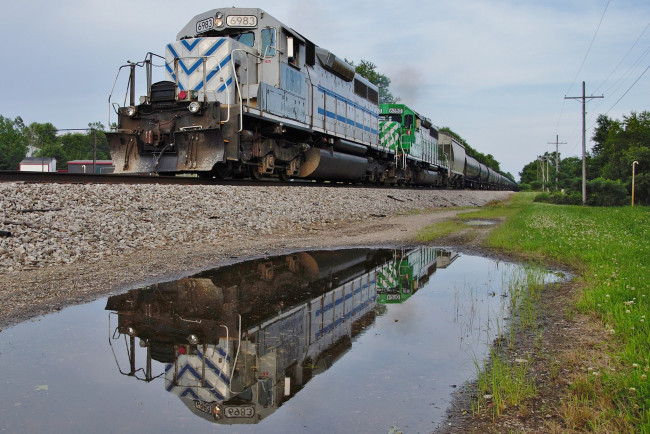 Обои картинки фото техника, поезда, состав, локомотив, рельсы, дорога, железная