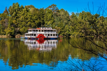 Картинка корабли пароходы река лес